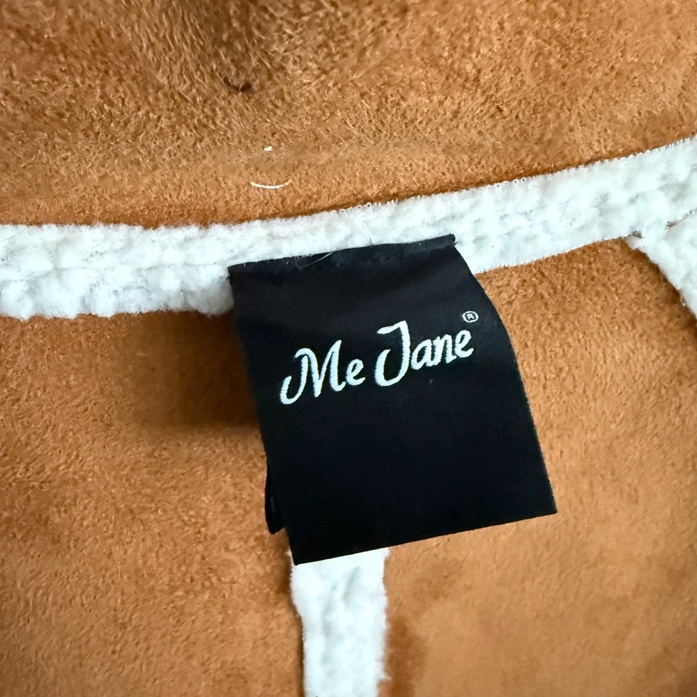 Me Jane Reversible Sherpa Jacket Tan Faux Suede Western Coat Small - Picture 6 of 7